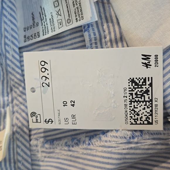 H&M ▪︎ Women's Mattress Ticking Blue & White Stripe Pants, Size 10, NWT - Picture 10 of 11